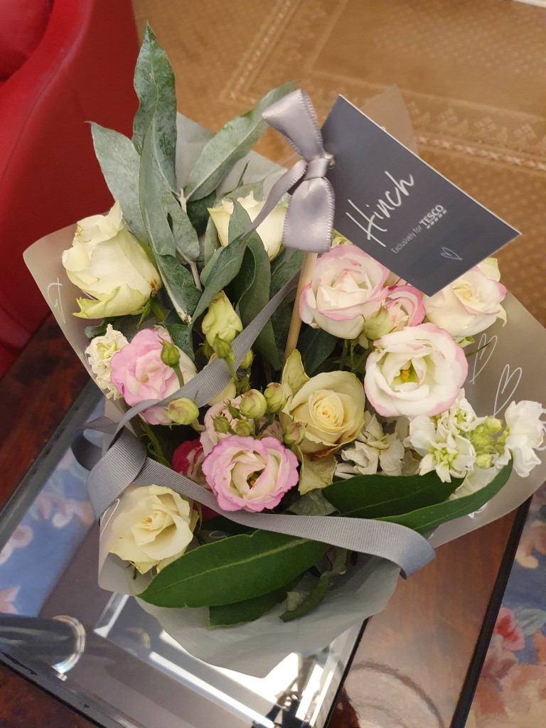 A bouquet of flowers given to Neelu as a thank-you gift by a pupil's family